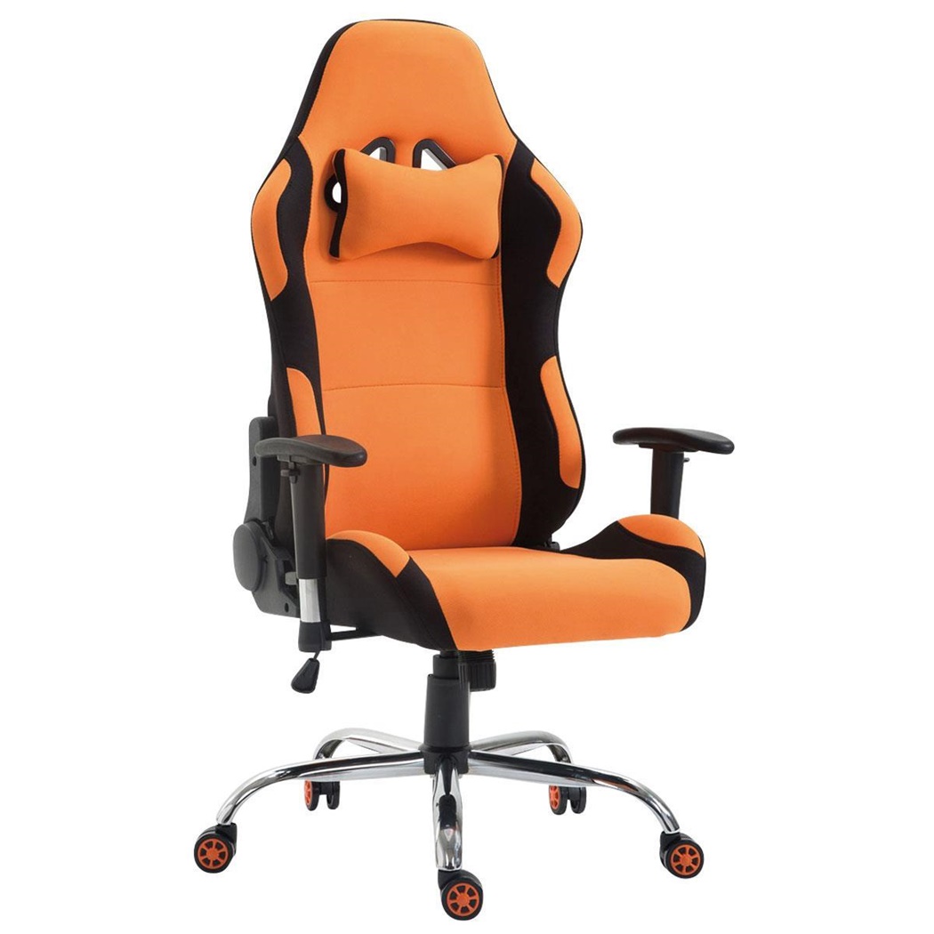 Fauteuil Gamer ROBY TISSU, Design Sportif et Grand Confort, Orange