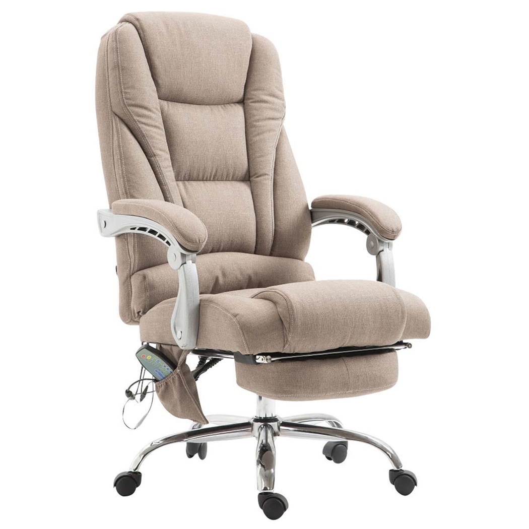 Fauteuil de bureau COMODITY MASSAGE TISSU, Repose-pieds Extensible, Fonction massage, Taupe