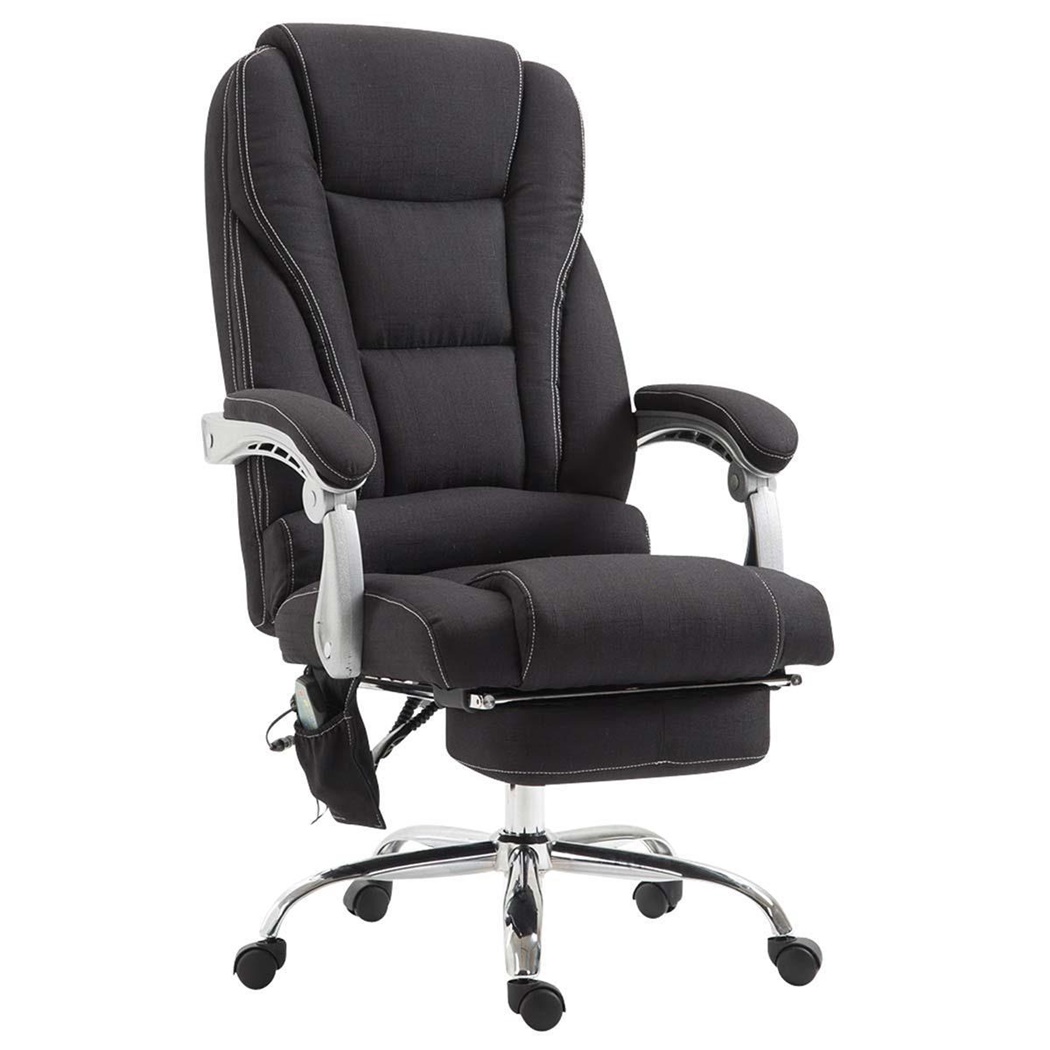 Fauteuil de bureau COMODITY MASSAGE TISSU, Repose-pieds Extensible, Fonction massage, Noir