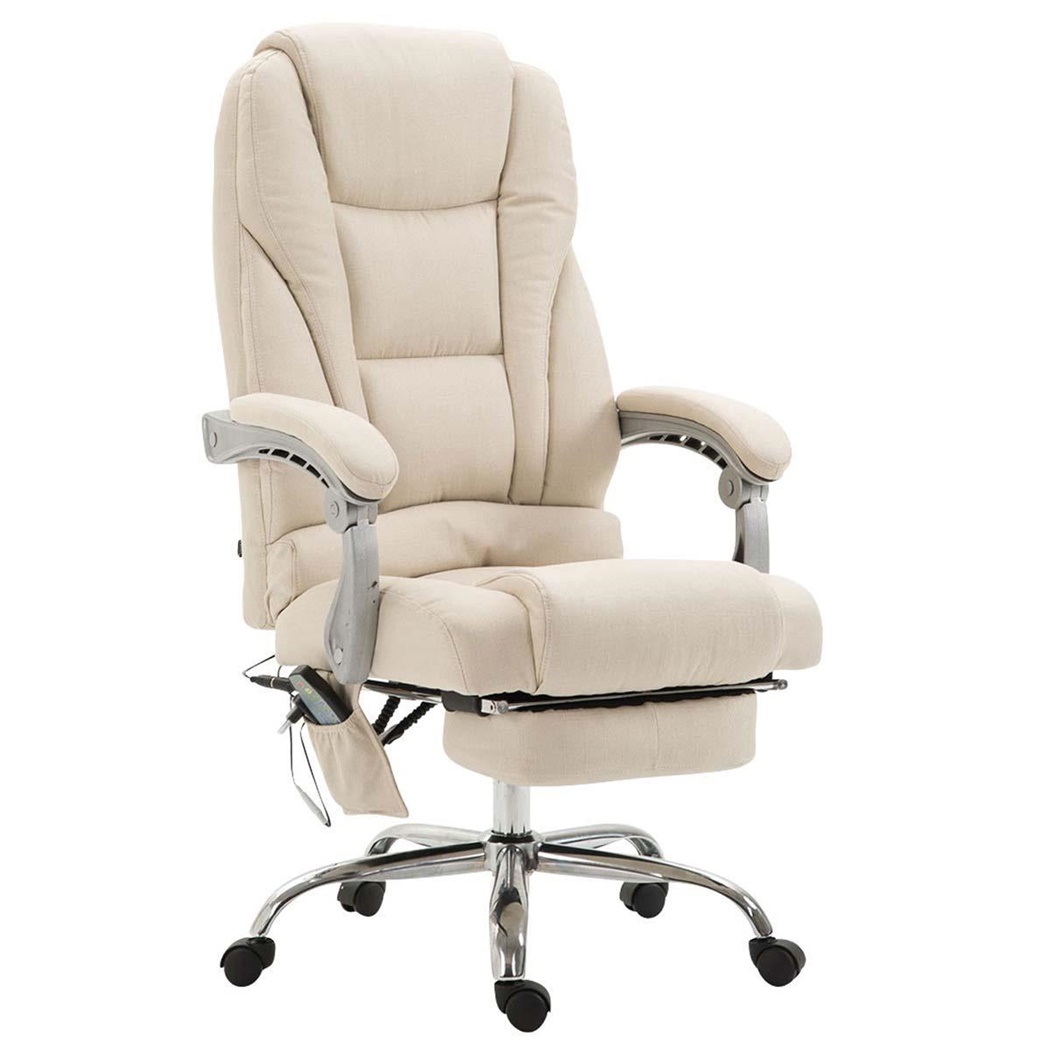 Fauteuil de bureau COMODITY MASSAGE TISSU, Repose-pieds Extensible, Fonction massage, Crème