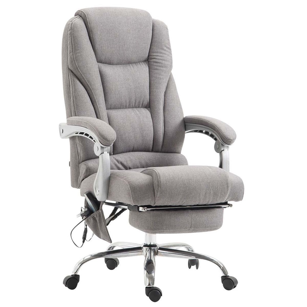 Fauteuil de bureau COMODITY MASSAGE TISSU, Repose-pieds Extensible, Fonction massage, Gris clair