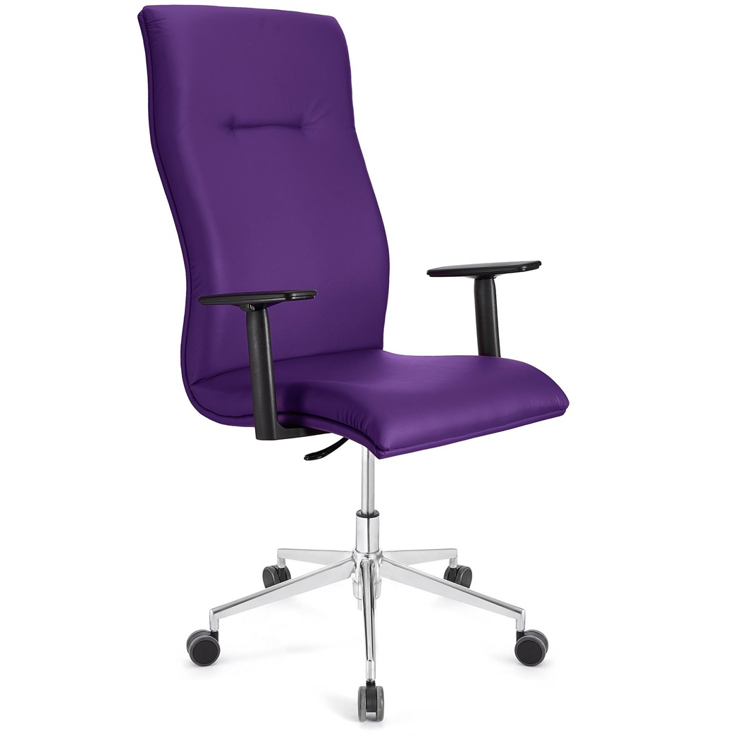 Fauteuil de bureau ANIBAL PRO CUIR, Grand dossier, Accoudoirs Ajustables, Violet