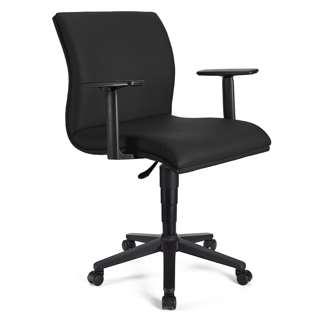 Fauteuil de bureau ANIBAL BASE CUIR, Accoudoirs Ajustables, Noir