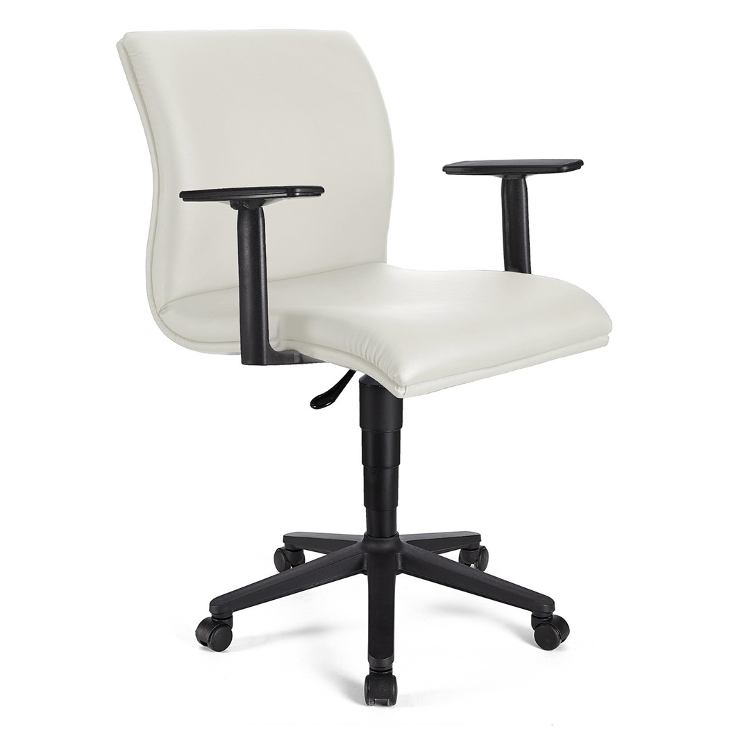 Fauteuil de bureau ANIBAL BASE CUIR, Accoudoirs Ajustables, Blanc