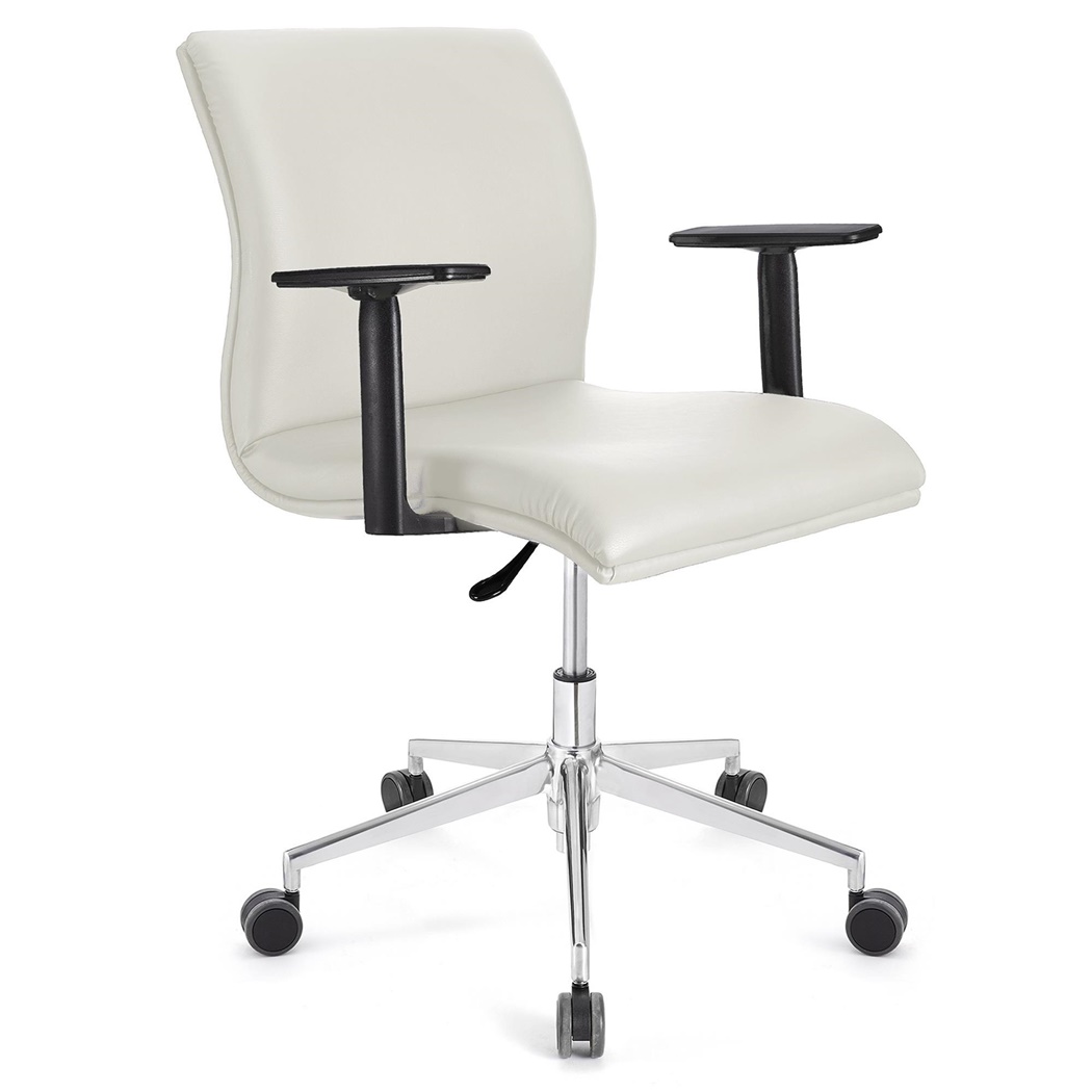 Fauteuil de bureau ANIBAL BASE PRO CUIR, Accoudoirs Ajustables, Blanc