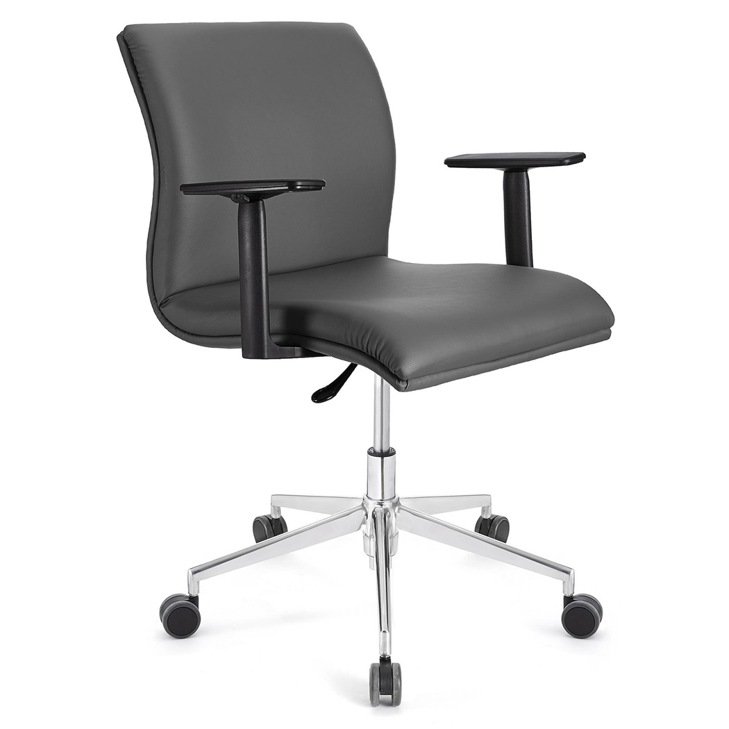 Fauteuil de bureau ANIBAL BASE PRO CUIR, Accoudoirs Ajustables, Gris