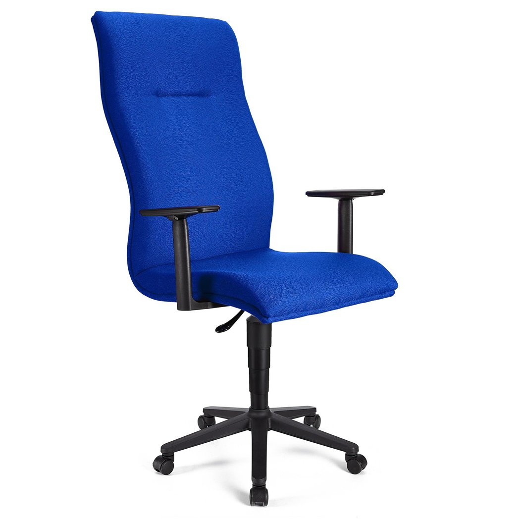 Fauteuil de bureau ANIBAL, Grand dossier, Accoudoirs Ajustables, Tissu, Bleu