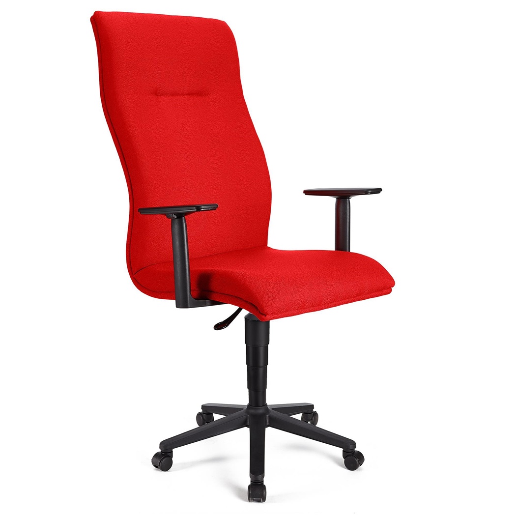 Fauteuil de bureau ANIBAL, Grand dossier, Accoudoirs Ajustables, Tissu, Rouge