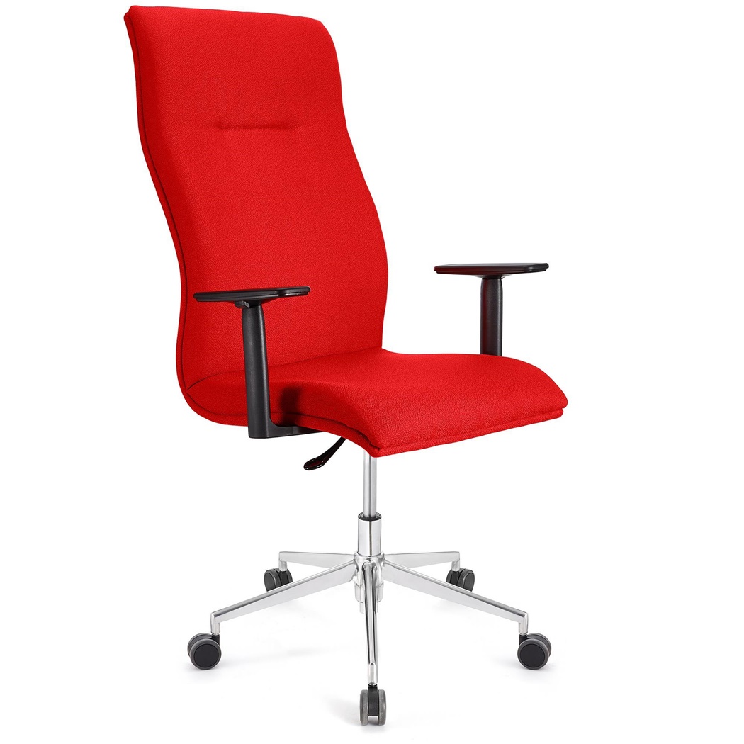 Fauteuil de bureau ANIBAL PRO, Grand dossier, Accoudoirs Ajustables, Tissu, Rouge