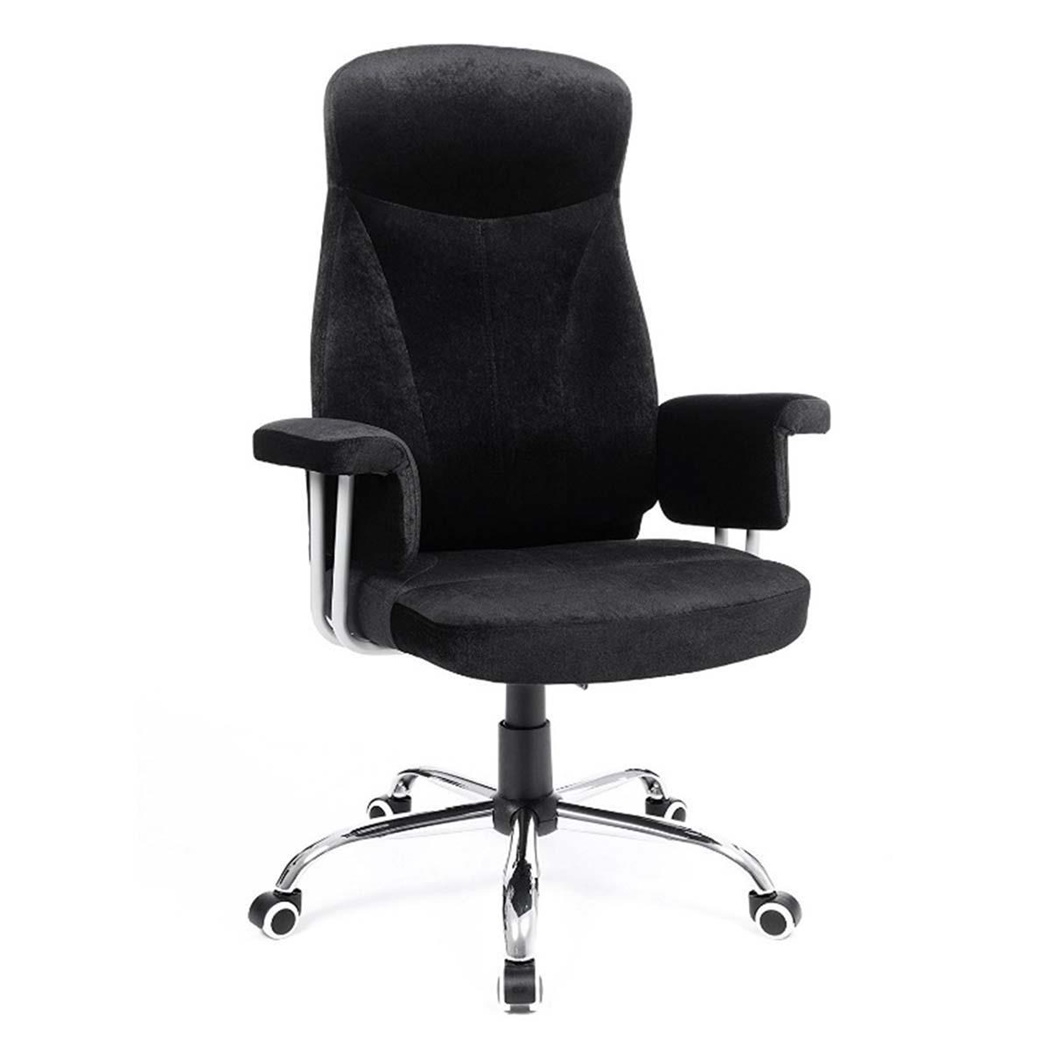 Chaise de bureau KIRA, Design ergonomique, Grand rembourrage, en Tissu, Noir