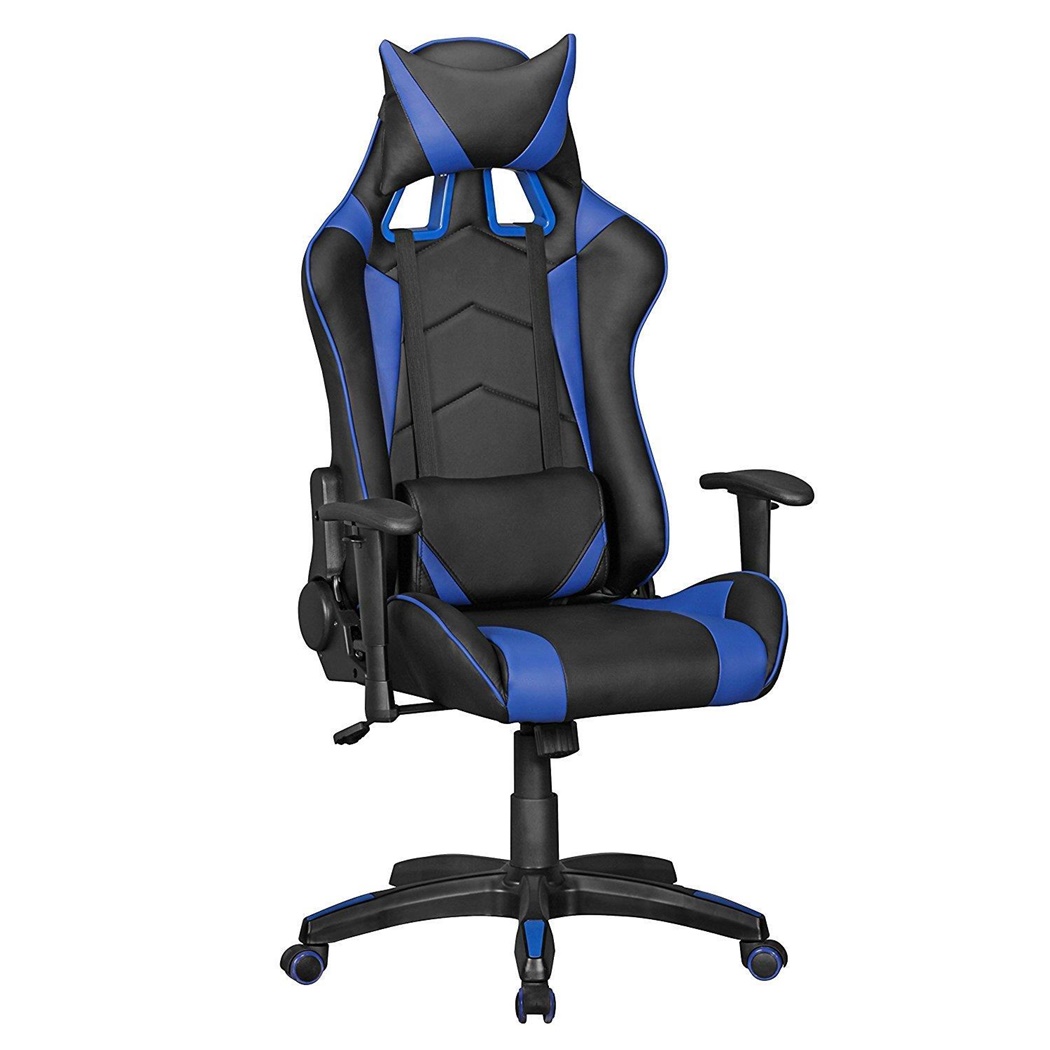 Fauteuil de bureau Gamer ORBY, Dossier Inclinable, Coussins Inclus, Noir/Bleu