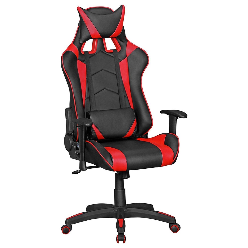 Fauteuil de bureau Gamer ORBY, Dossier Inclinable, Coussins Inclus, Noir/Rouge