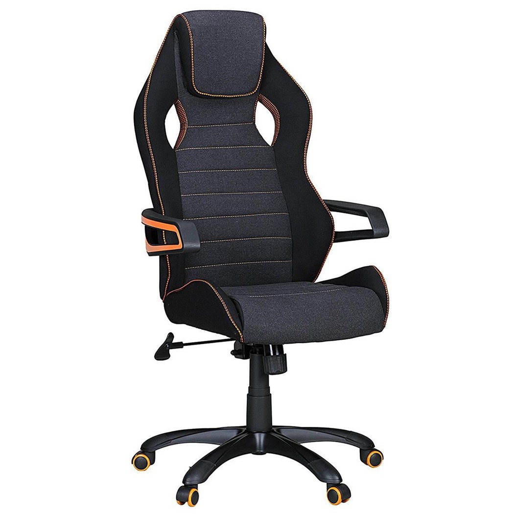 Fauteuil Gamer DAKAR PRO, Design exclusif avec coutures, en Tissu, Noir et Orange