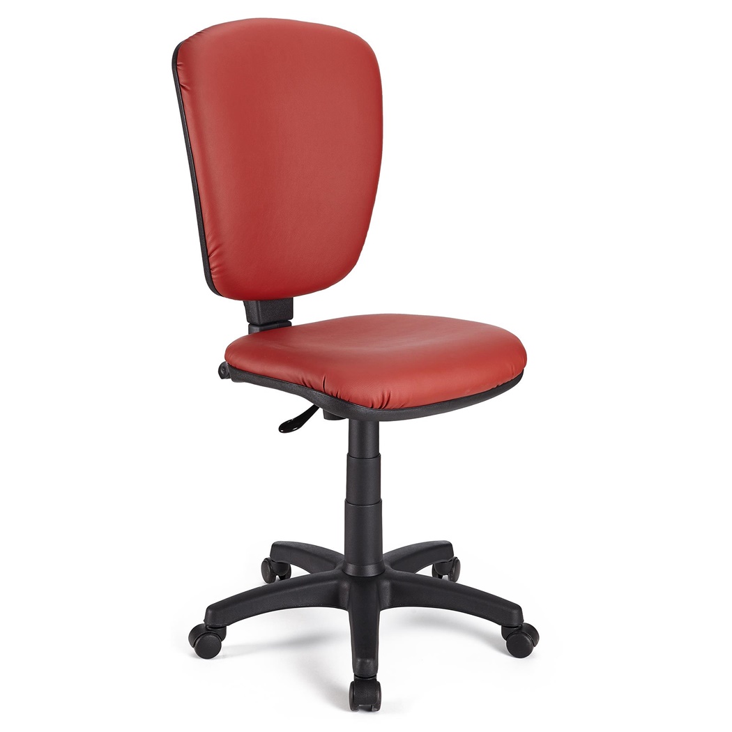 Chaise de bureau CALIPSO SANS ACCOUDOIRS CUIR, Dossier Ajustable, Rouge