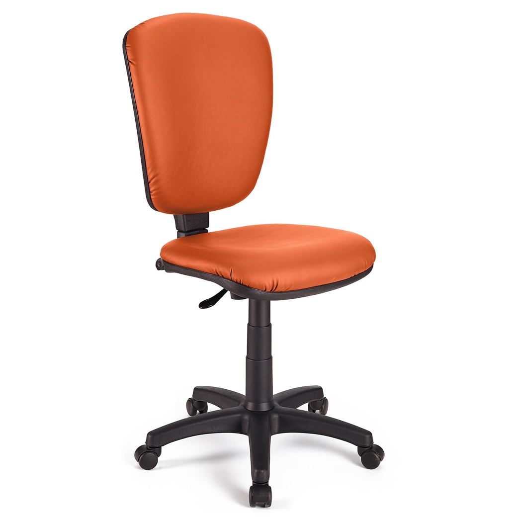 Chaise de bureau CALIPSO SANS ACCOUDOIRS CUIR, Dossier Ajustable, Orange