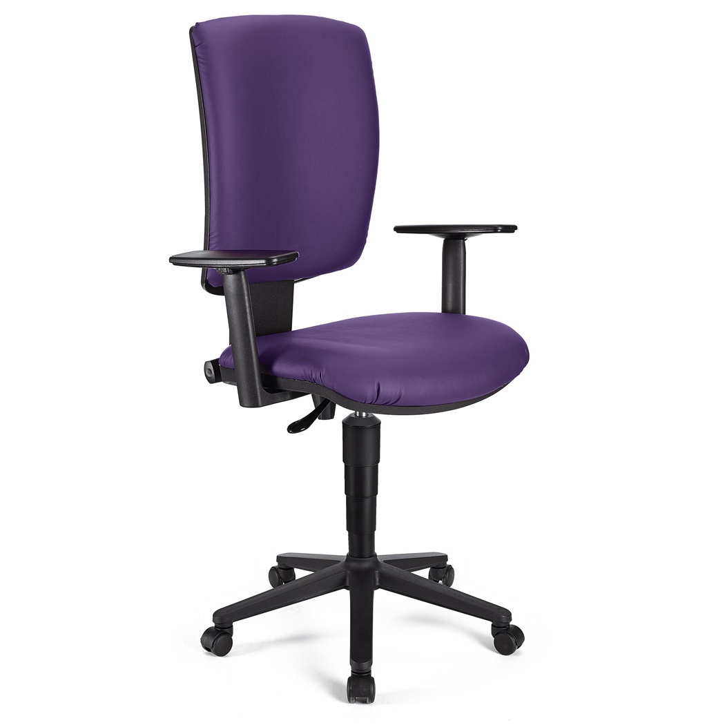 Chaise de Bureau ATLAS PLUS CUIR, Dossier et Accoudoirs Ajustables, Grand Rembourrage, Violet