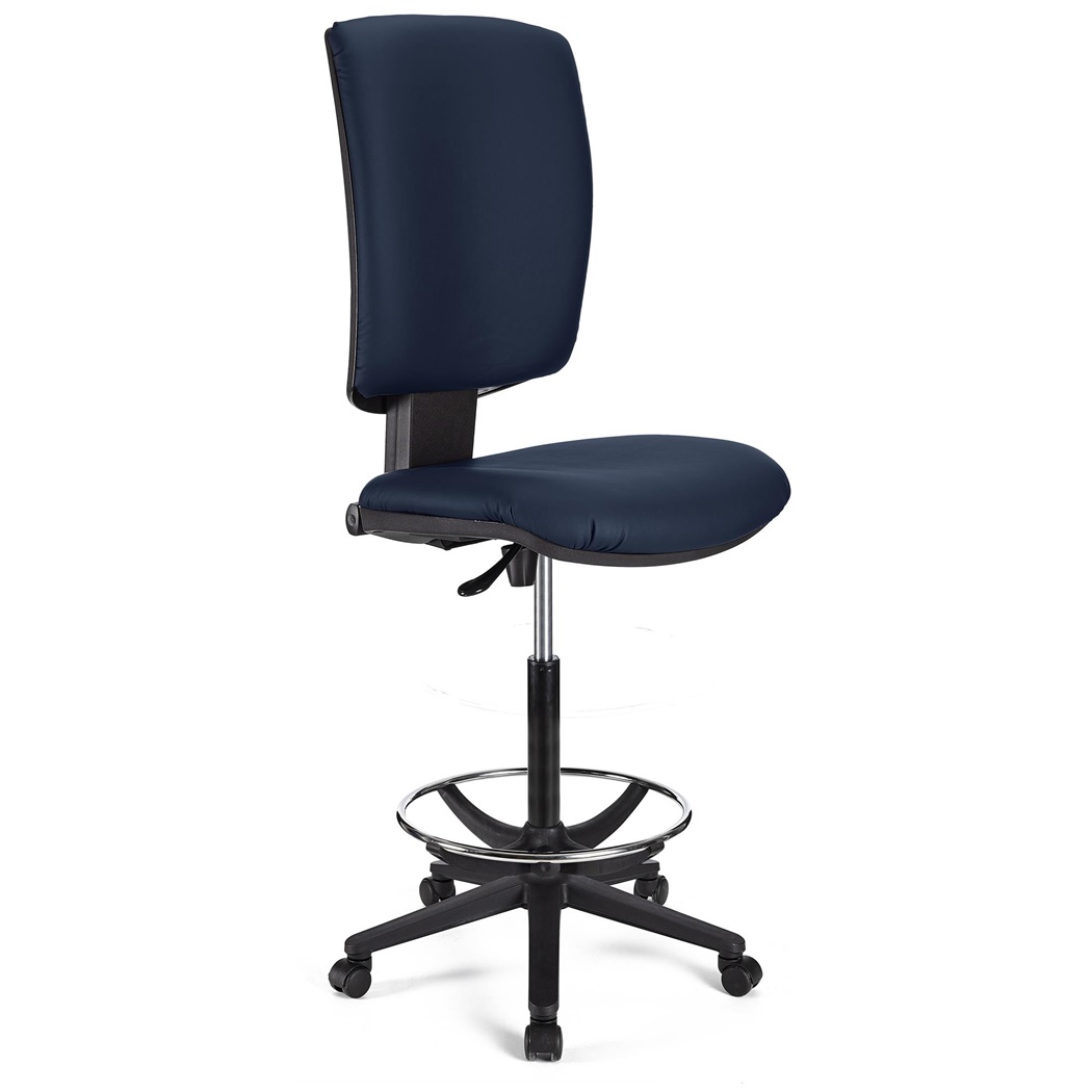 Tabouret de Bureau ATLAS SANS ACCOUDOIRS CUIR, couleur Bleu