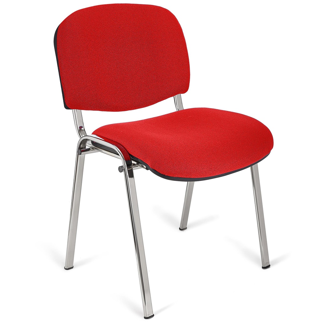 Chaise visiteur MOBY BASE, Commode et Pratique, Prix Incroyable, Rouge et Piétement Chromé