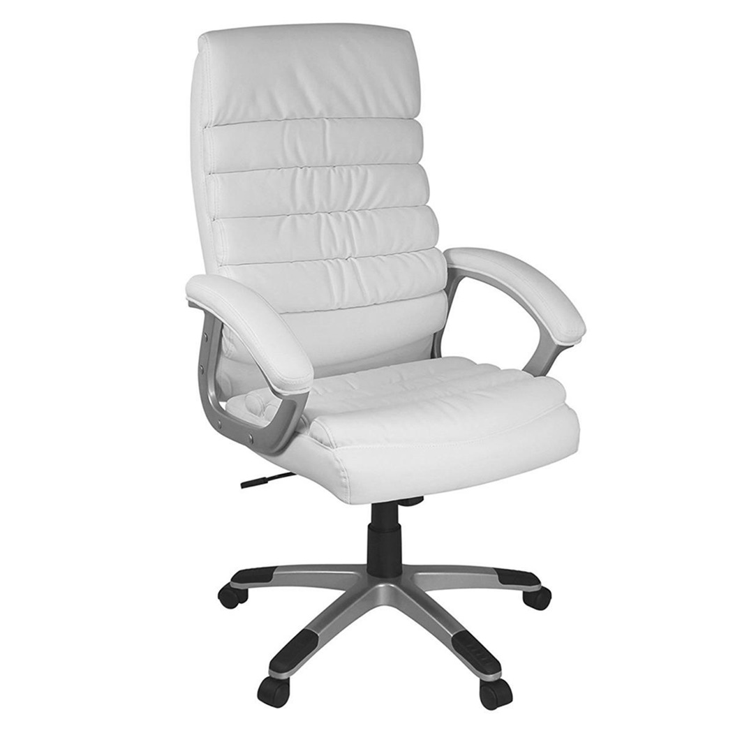 Fauteuil de bureau VALENCE, Support lombaire, Mécanisme basculant, Cuir, Blanc