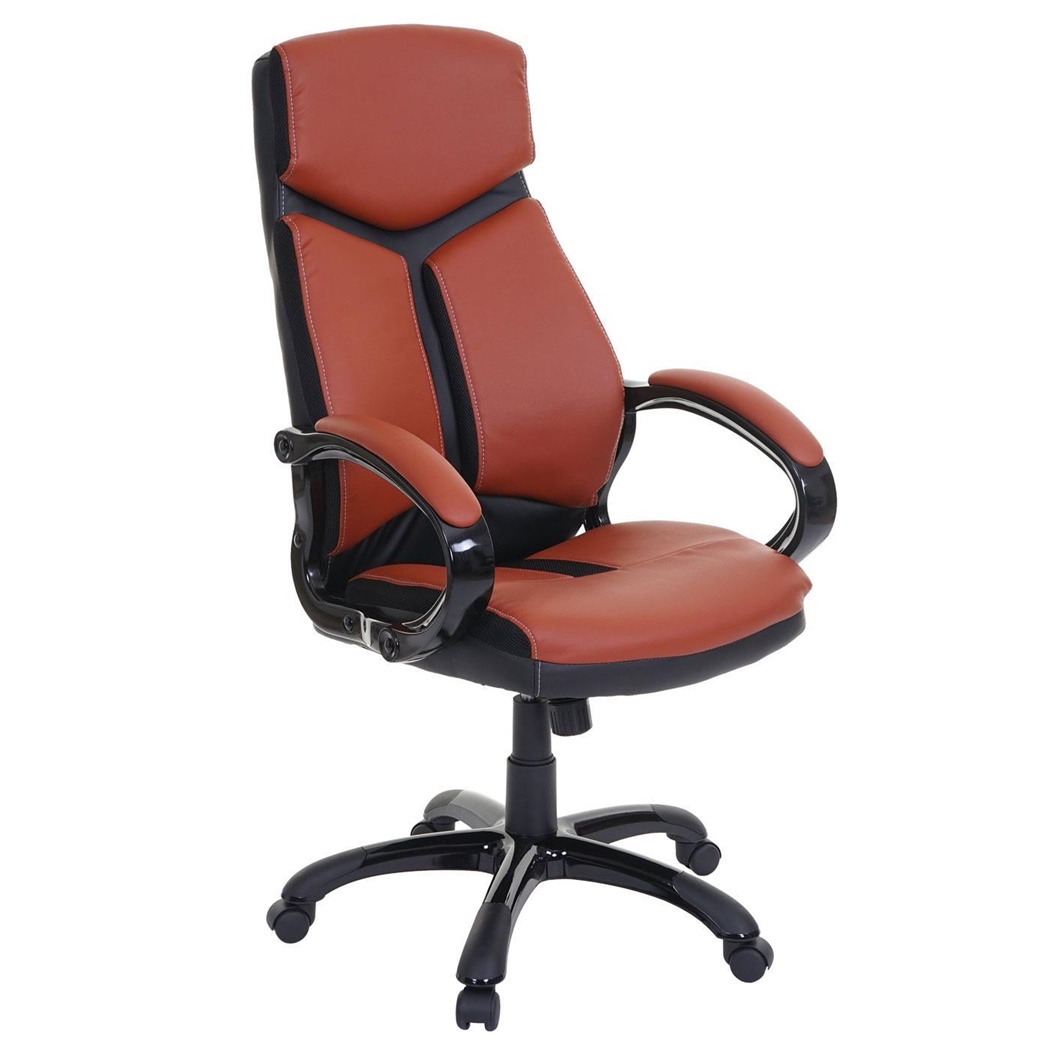 Chaise ergonomique ODIN, Design moderne et original, Cuir et Tissu, Marron