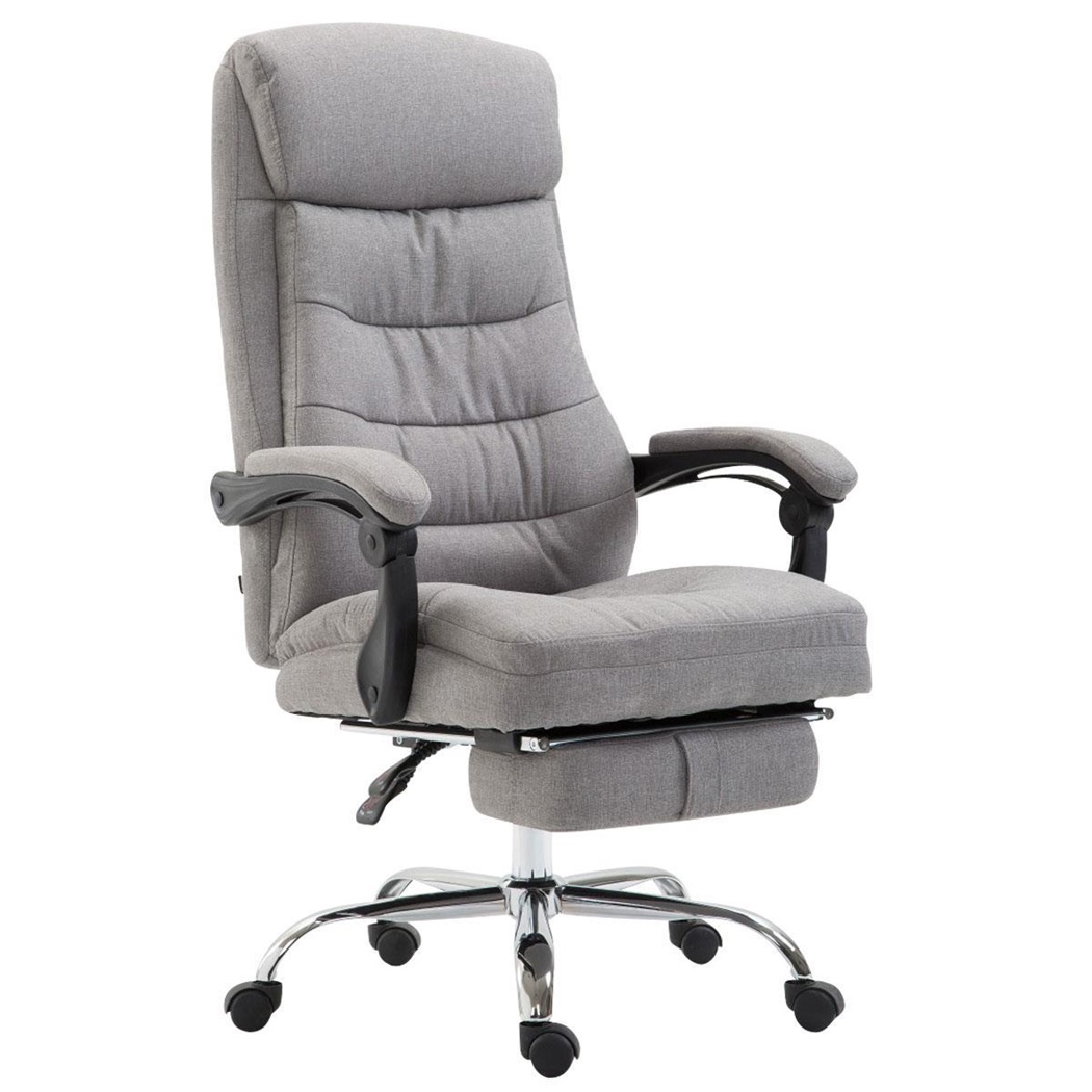 Fauteuil de bureau ARNO TISSU, repose-pieds, en tissu, Gris Clair