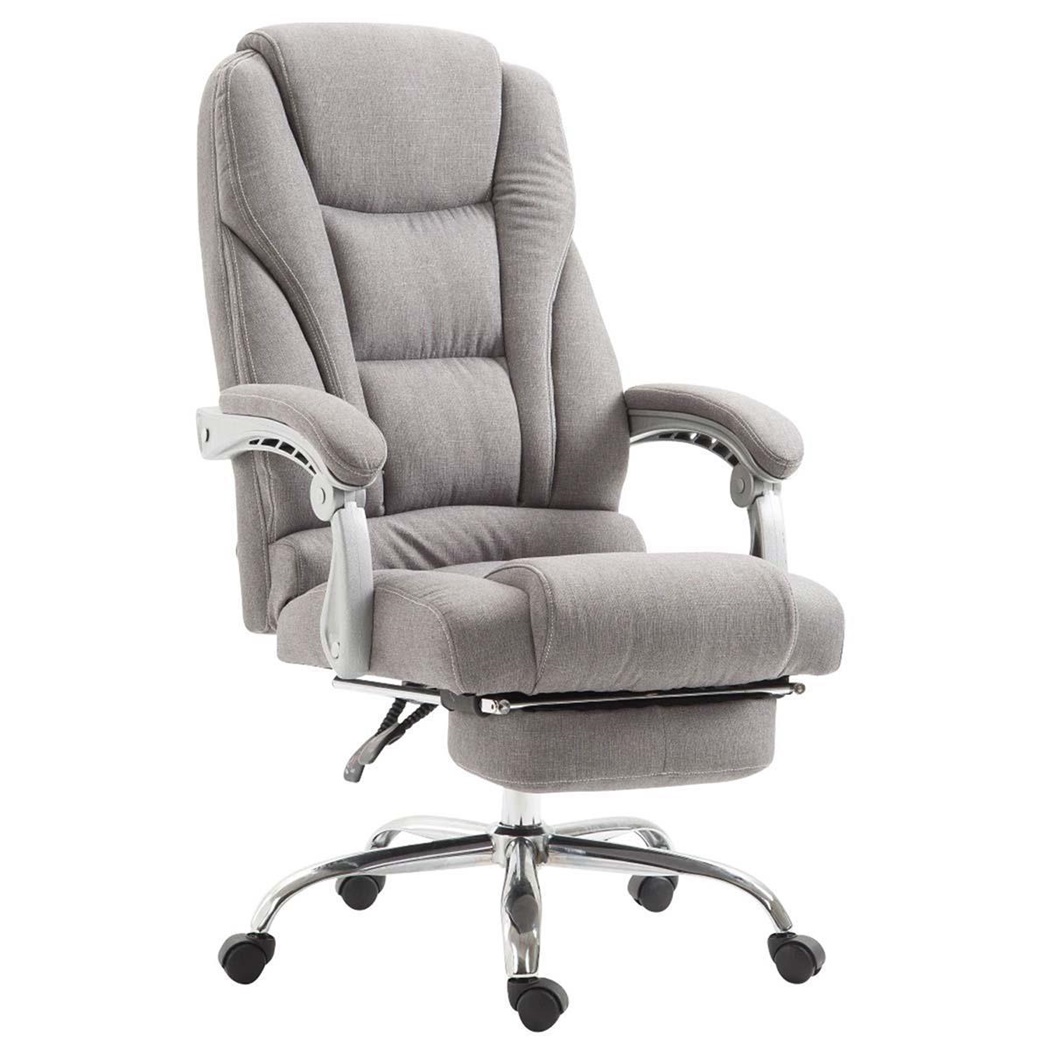 Fauteuil de bureau COMODITY TISSU, Grand Rembourrage, Repose-pieds Extensible, Gris clair