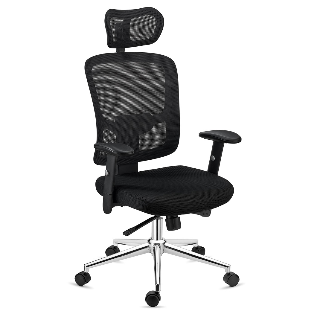 Chaise ergonomique MARKO, Appui-tête, Support Lombaire, Mécanisme Synchrone, Noir