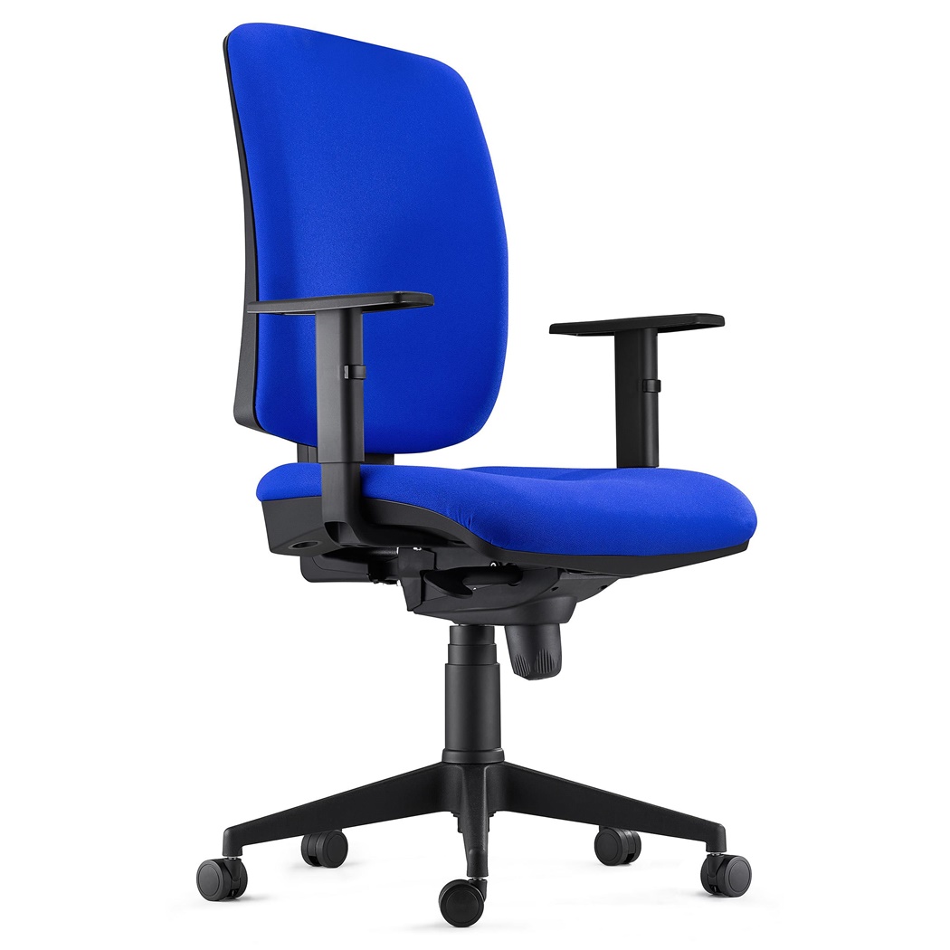 Chaise ergonomique PIERO, Accoudoirs Ajustables, en Tissu Bleu