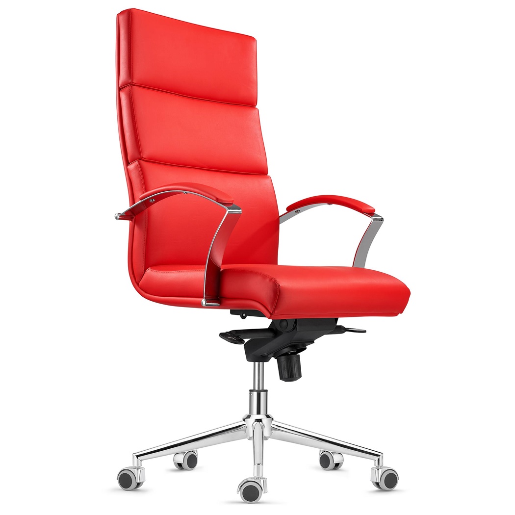 Fauteuil de Bureau RABAT, en Cuir, Rouge, Dossier Basculant, Grande Qualité et Design