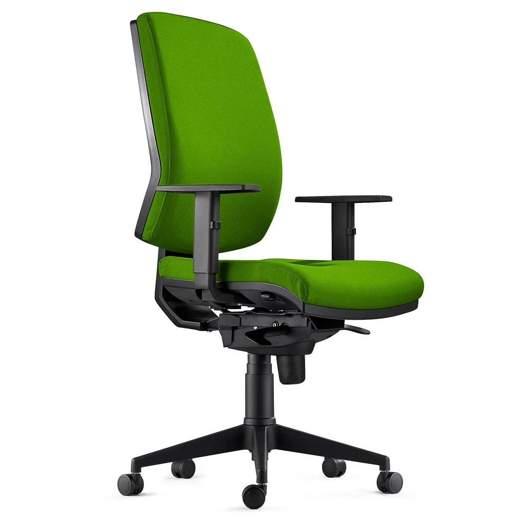 Chaise Ergonomique OLIVER, en Tissu Vert, Utilisation 8 Heures, Rembourrage Epais