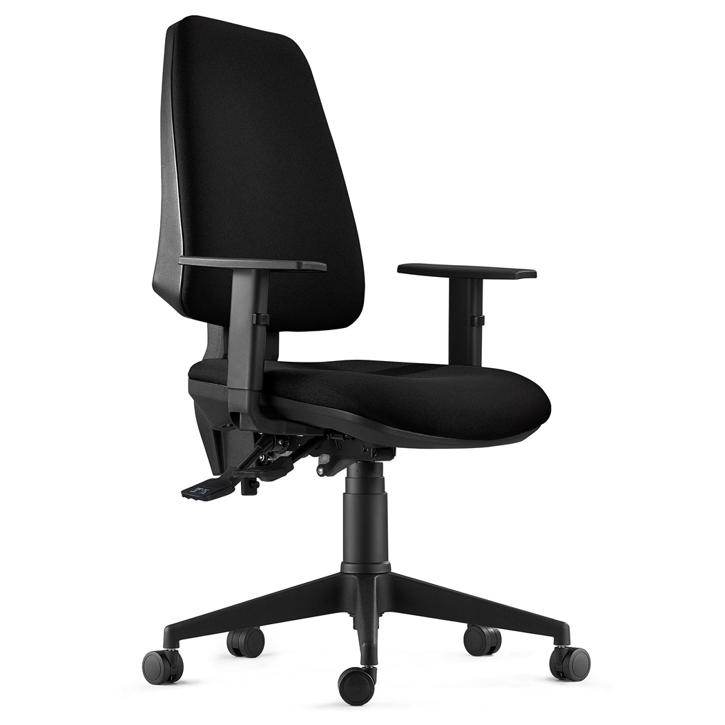 Chaise de Bureau Ergonomique INDIANA, en Tissu Noir, avec Accoudoirs Ajustables