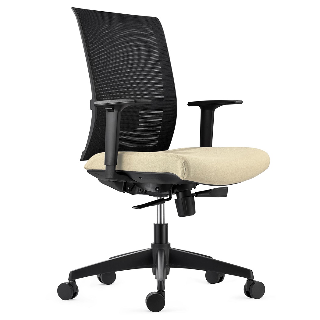 Chaise Ergonomique EXON, Support Lombaire, Utilisation 8 H, en Tissu et Maille, Crème