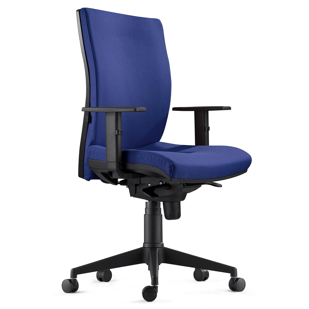 Chaise Ergonomique CALVIN, Tissu Ignifuge, Support Lombaire, Bleu Foncé