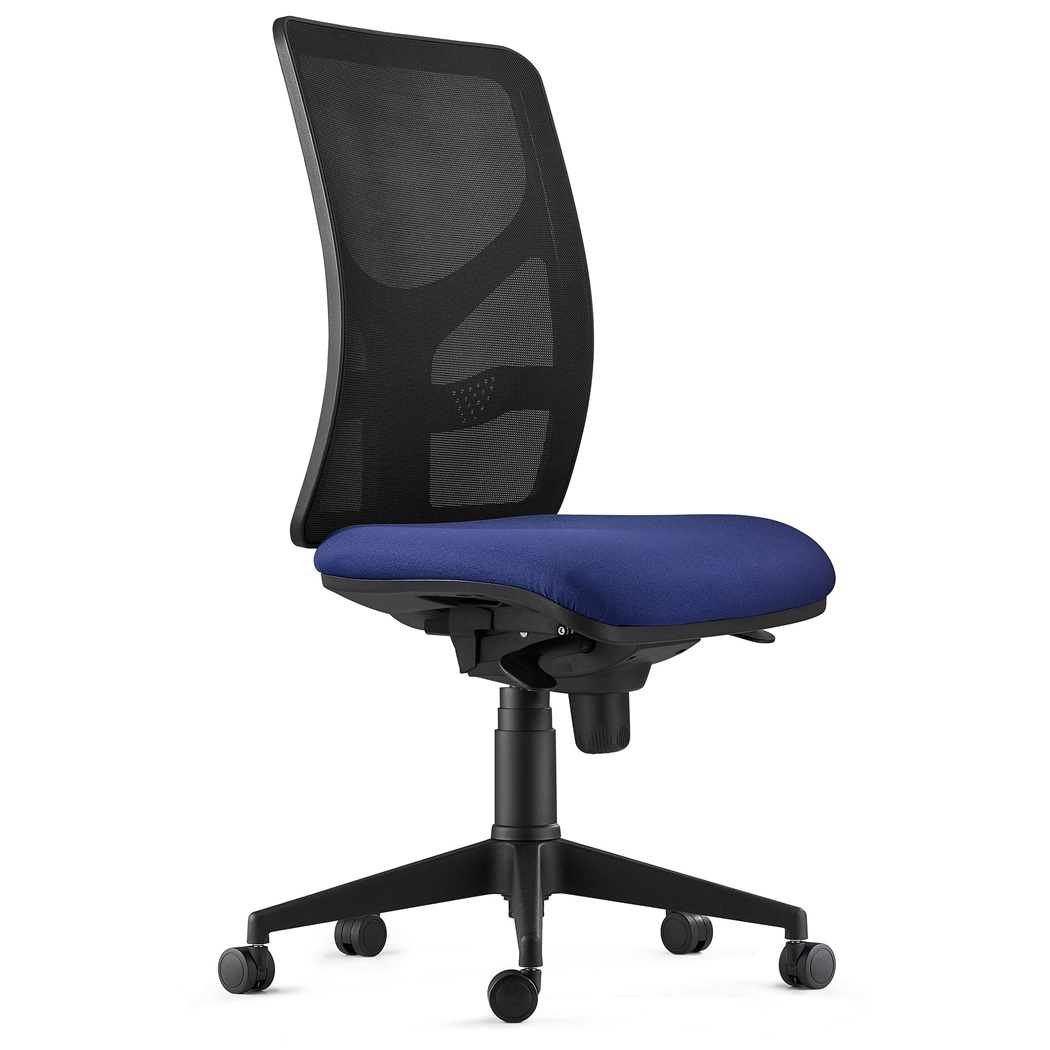 Chaise de bureau MILO, Sans Accoudoirs, Support Lombaire, en Tissu, Bleu Foncé