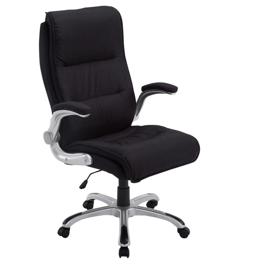 Fauteuil de bureau CRISTIANO TISSU, Grand rembourrage, Mécanisme Basculant, Utilisation quotidienne 8h, Noir