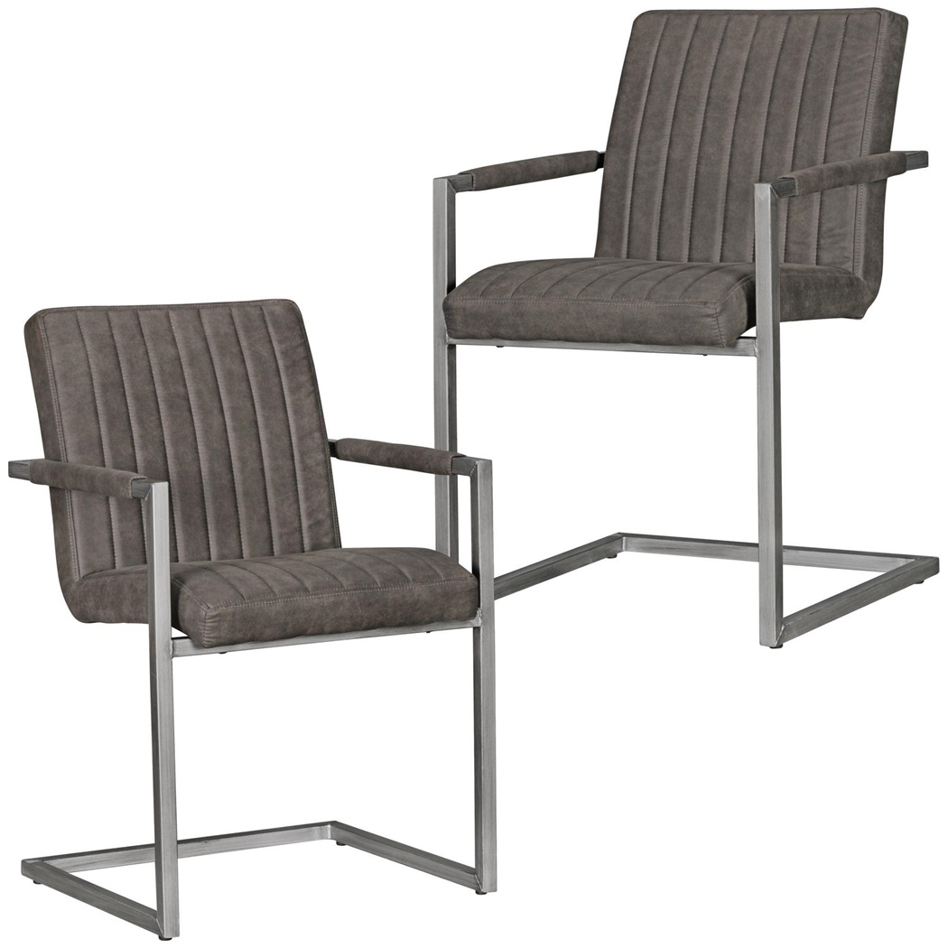 Lot de 2 Chaises de Réunion BAKARA, Design Élégant, Piétement Métallique Gris, en Tissu couleur Anthracite