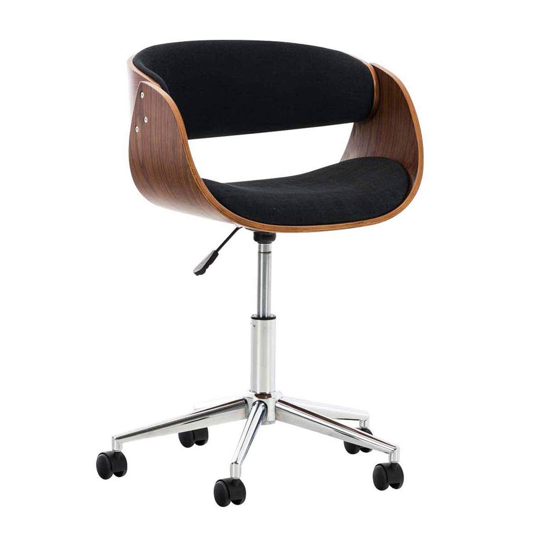 Chaise design ANOUK TISSU, Design Moderne, Structure en Bois couleur Noyer, Tissu Noir