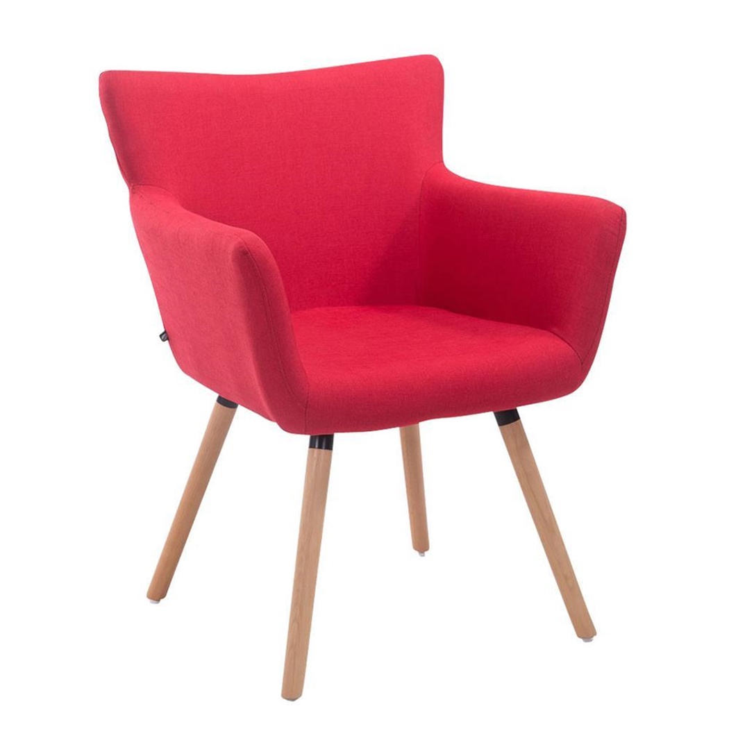 Chaise d'Attente NIAGARA, Design Moderne, Piétement en Bois, Assise rembourrée, en Tissu, Rouge