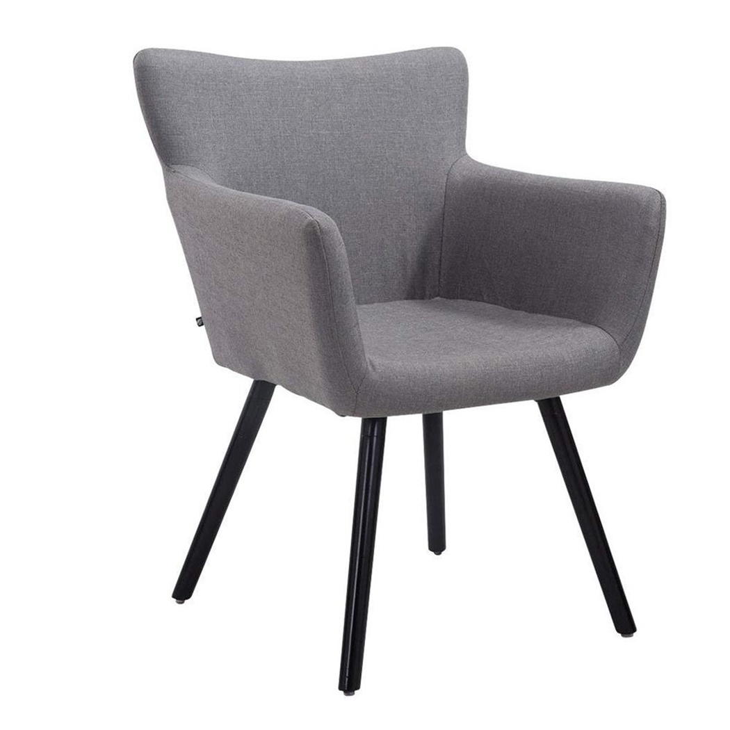 Chaise d'Attente NIAGARA, Design Moderne, Piétement en Bois couleur Noir, Assise rembourrée, en Tissu, Gris
