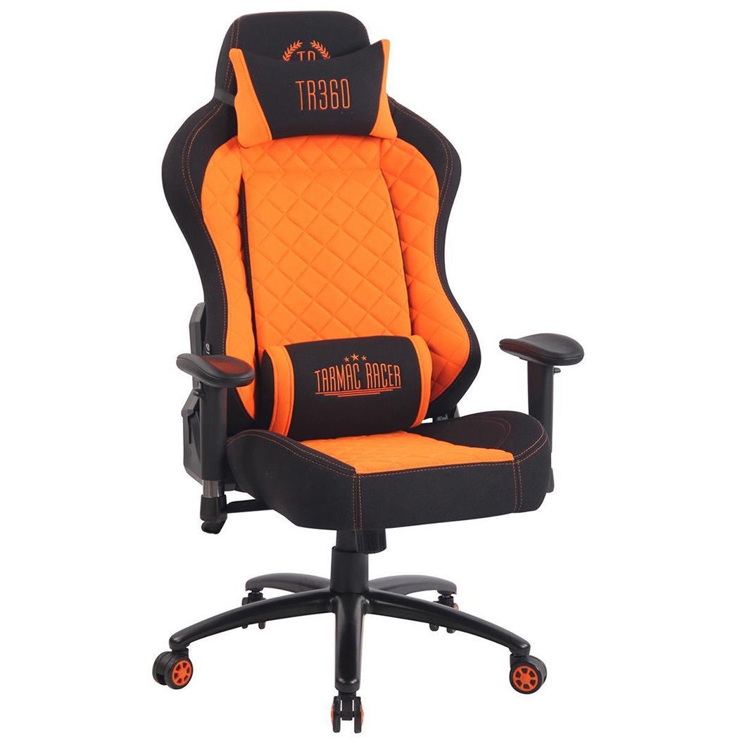 Fauteuil Gaming MAXIME TISSU, Design Exclusif, Très Confortable, en Tissu, Orange