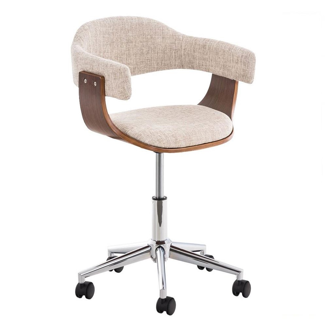 Chaise Design LABRA TISSU, Grand rembourrage, en Bois couleur Noyer, Crème