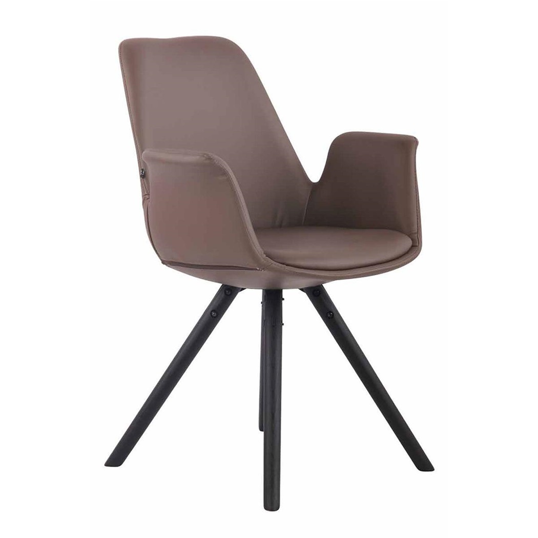 Chaise visiteur LUCY, Design Élégant, Pieds en Bois couleur Noir, en Cuir, Marron