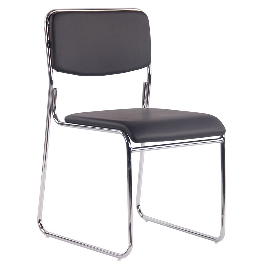 Chaise visiteur MAUI, Structure en Métal, Empilable, Confortable, en Cuir Marron