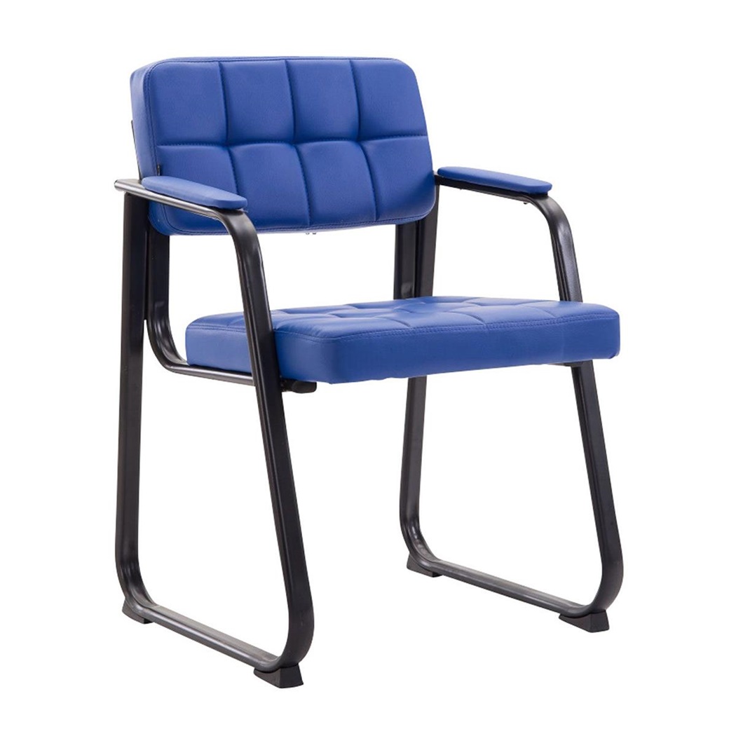 Chaise visiteur CABANA, Design Moderne, Structure Métallique, en Cuir, couleur Bleu