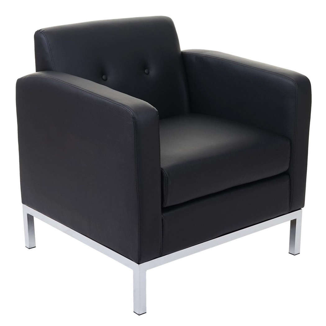 Fauteuil 1 place DEXTER, Design Classique et Élégant, Grand Confort, en Cuir, Noir