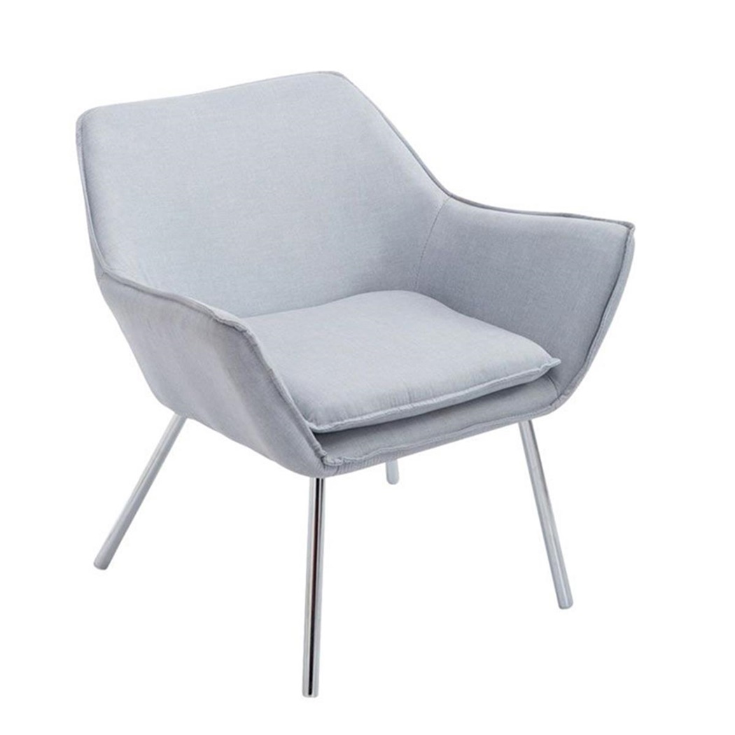 Fauteuil Design ALICE, Style Moderne, Grand Rembourrage, en Tissu, Gris