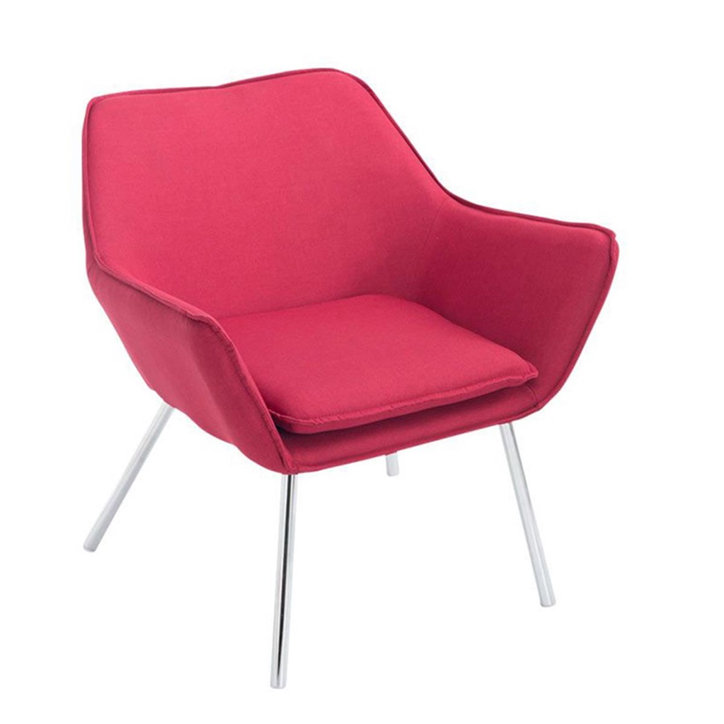 Fauteuil Design ALICE, Style Moderne, Grand Rembourrage, en Tissu, Rouge