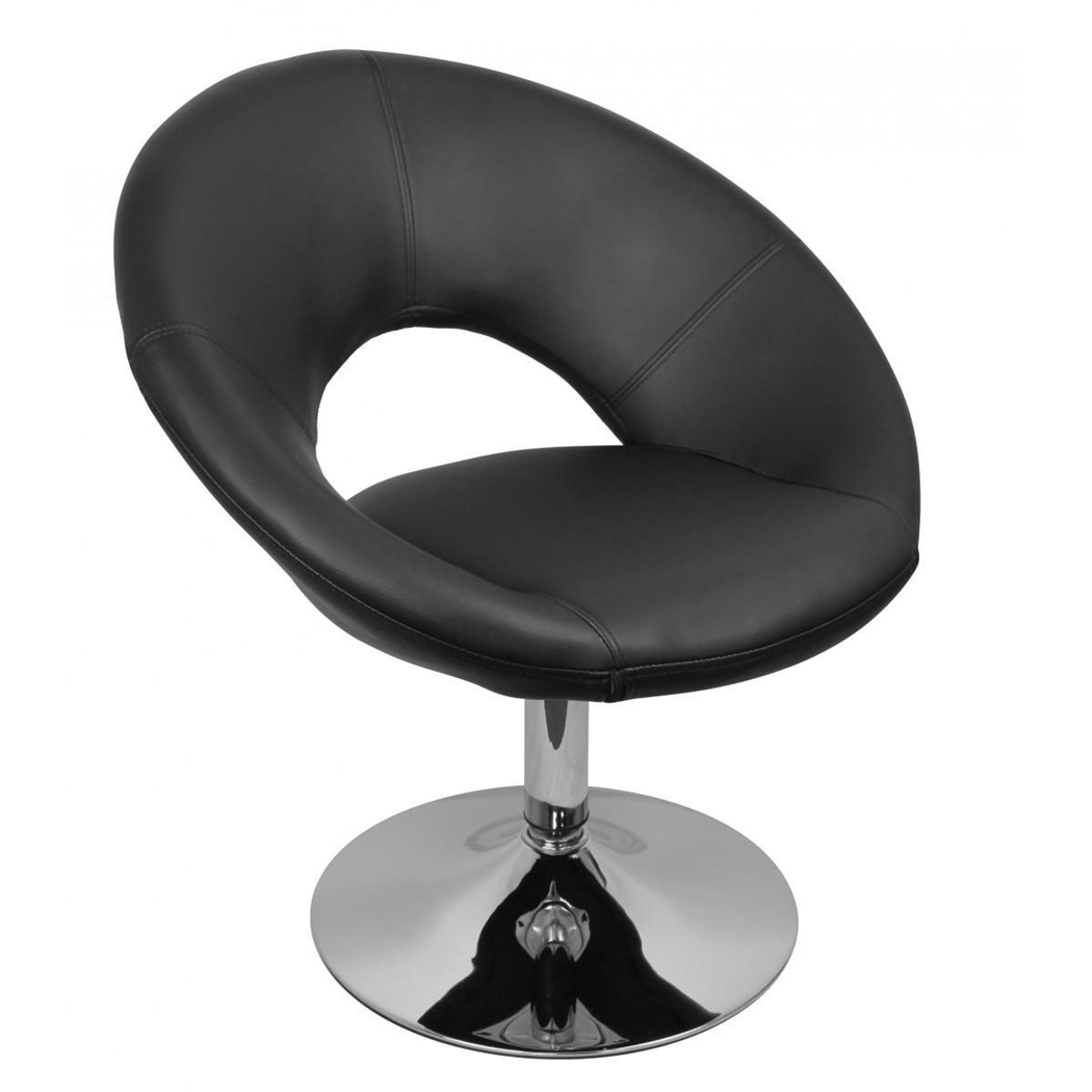 Chaise Visiteur MAITE, Pivotante, Piétement Métallique, Cuir, Noir
