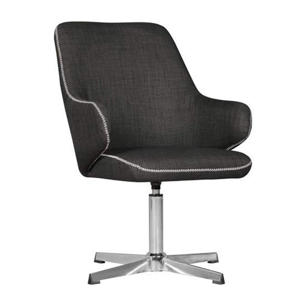 Fauteuil Design NELSON, Grand Rembourrage, Pivotant, en Tissu, Gris Foncé