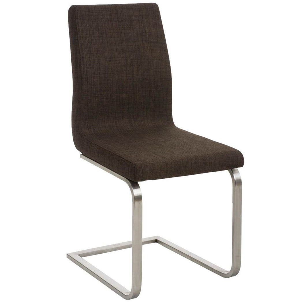 Chaise visiteur JIMMY TISSU, Structure en Acier Inoxydable, Grand Rembourrage, en Tissu, Marron